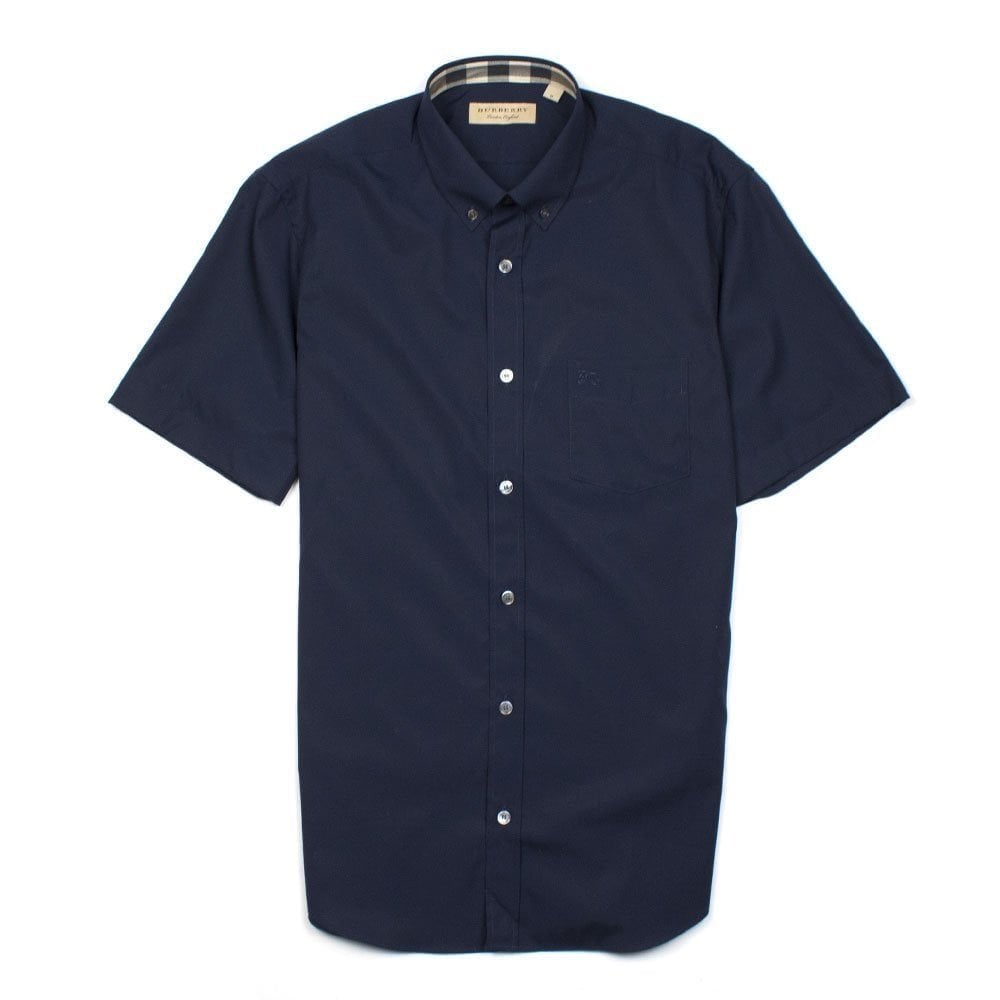 short sleeve blue burberry dress shirt
