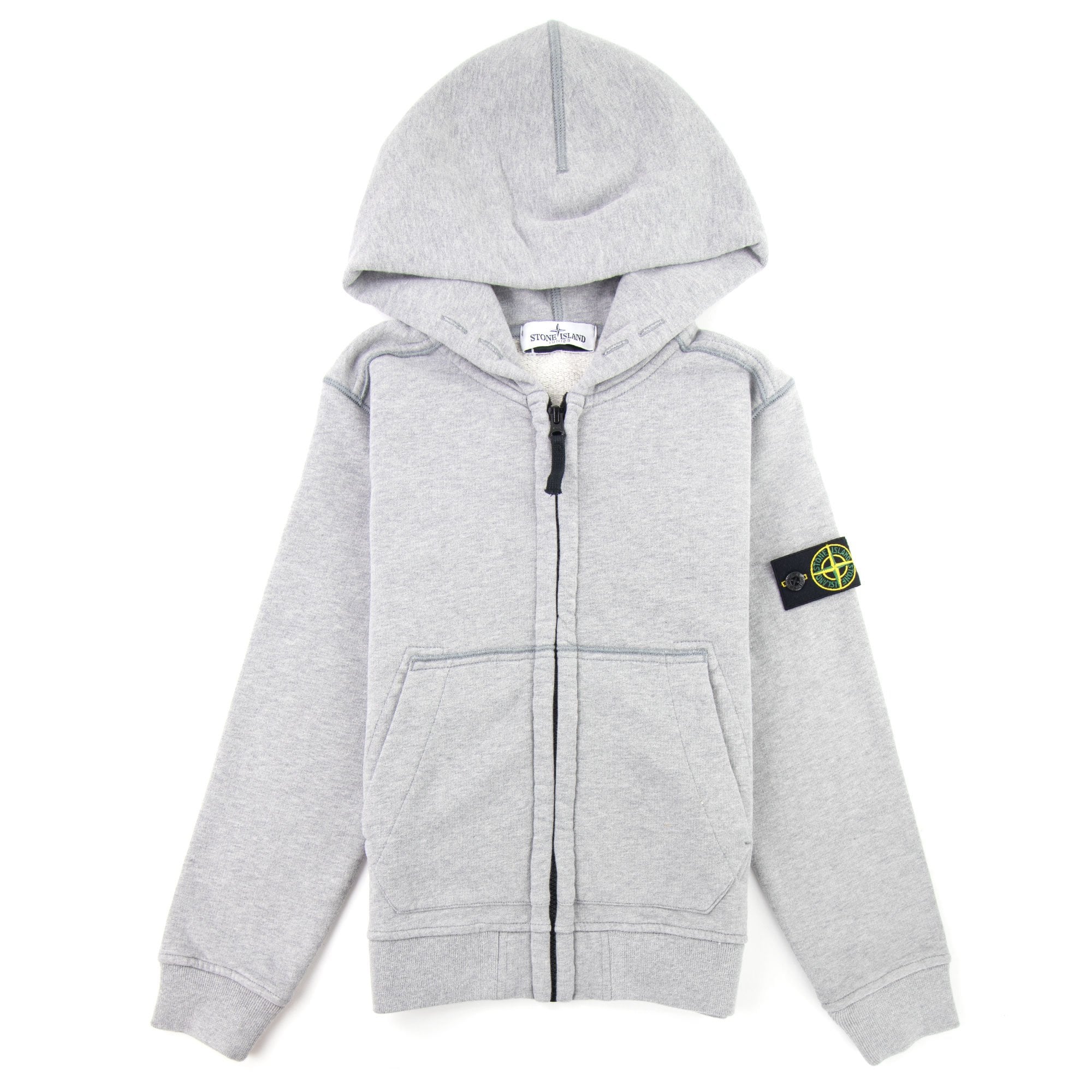 Stone Island Junior 60640 Hooded Zip Up Sweatshirt Grey V1064