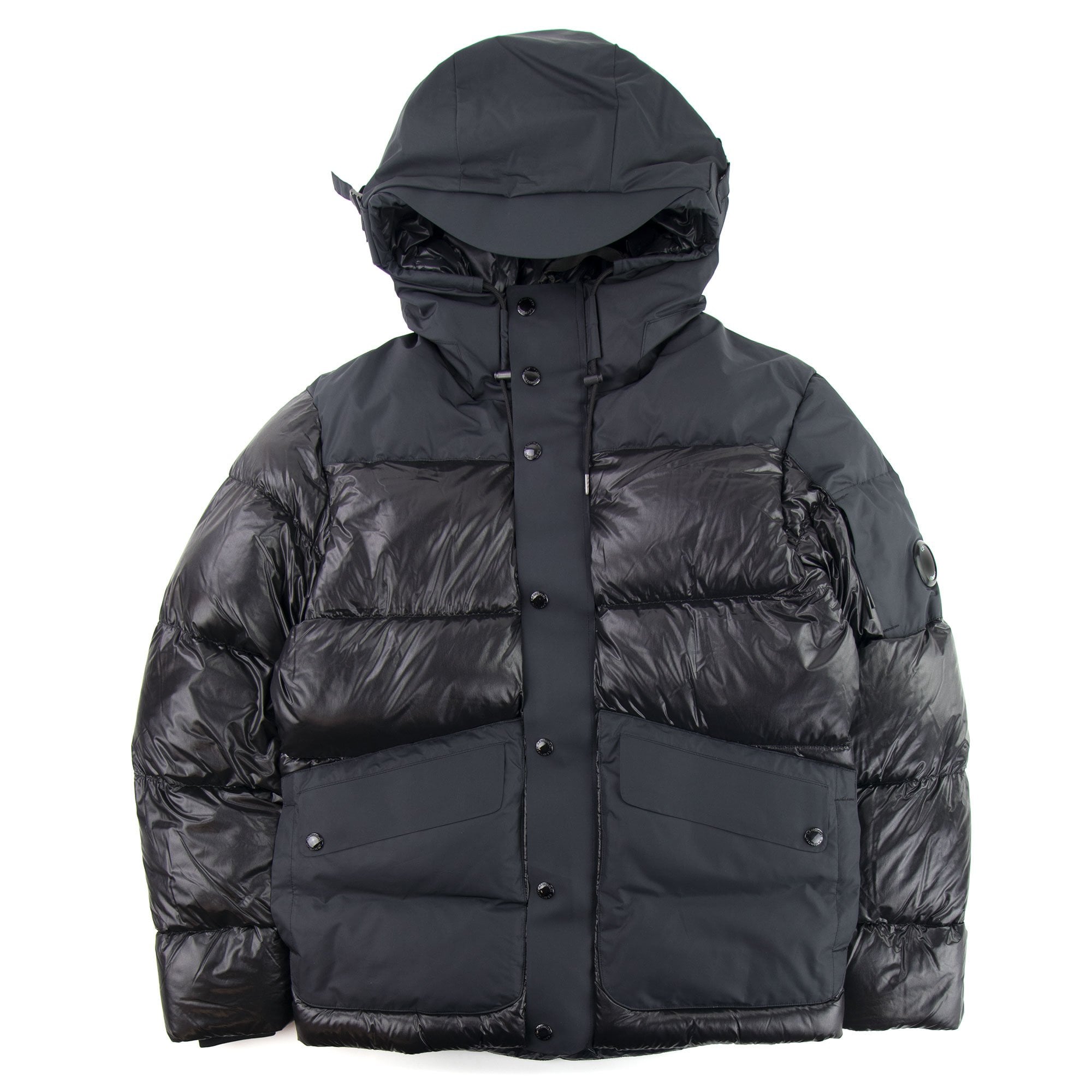 C.P. Company D.D. Shell Mixed Panel Puffer Jacket Black 999 | ONU