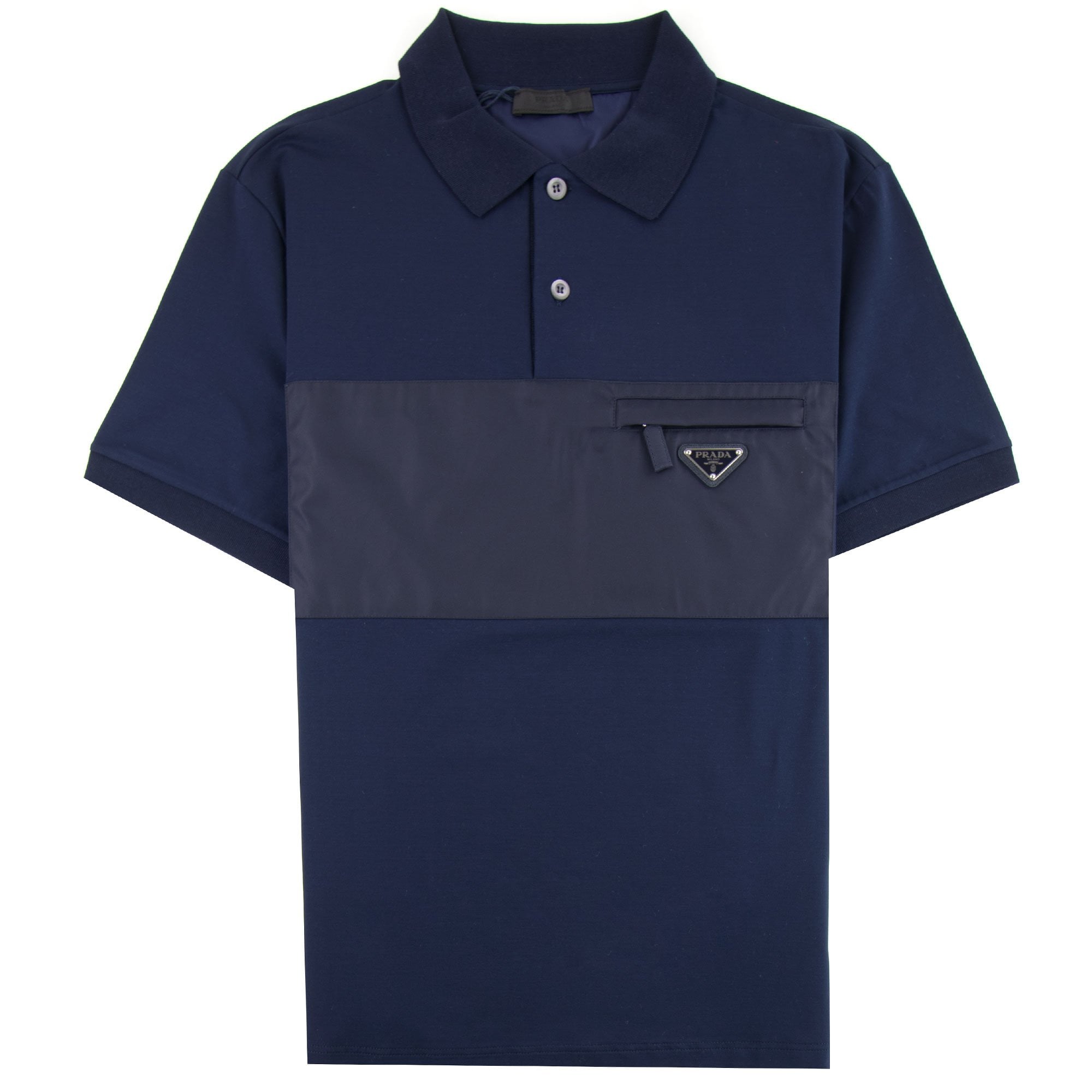 Prada Metal Logo Stretch Cotton Polo Shirt Navy | ONU – Onu