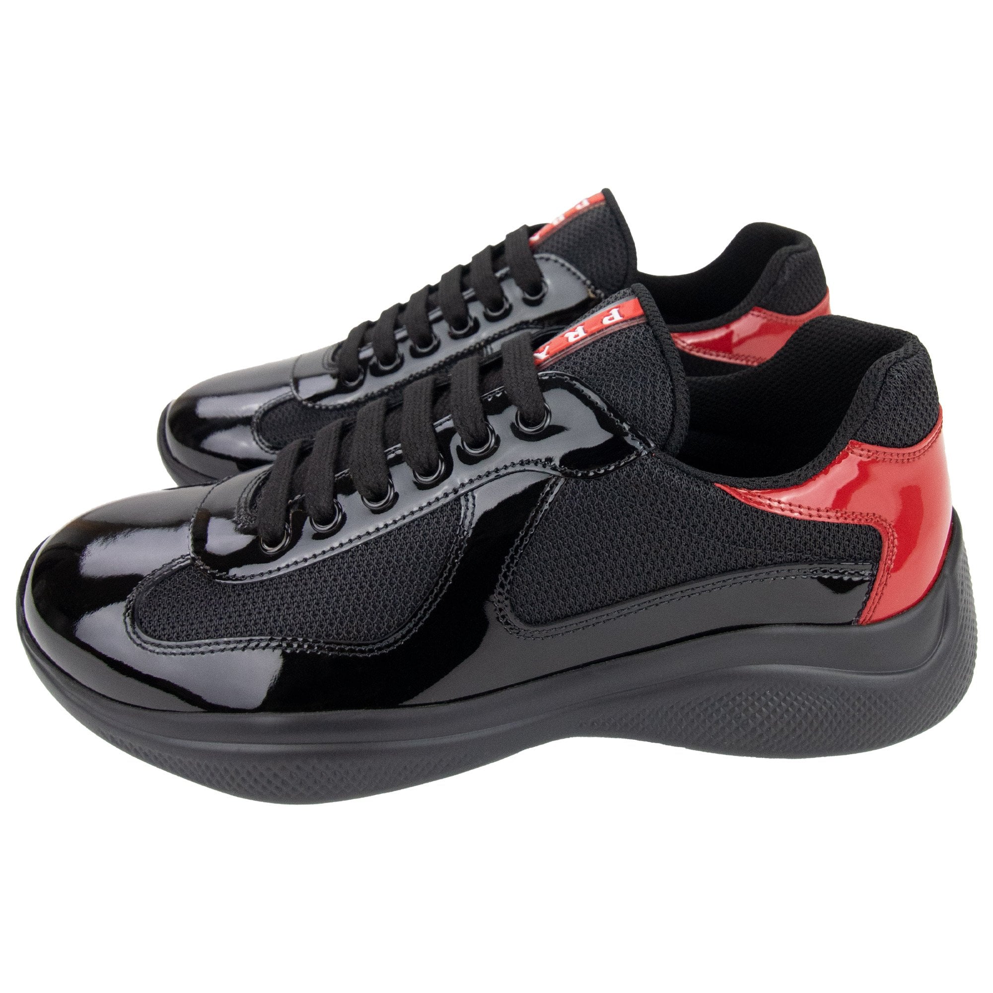 Leather Prada Americas Cup Mens Red Prada Sneakers Farfetch Prada Leather Sneakers With Rubber Trim Prada Americas Cup Rubber  Trainer Sneakers In Orange For