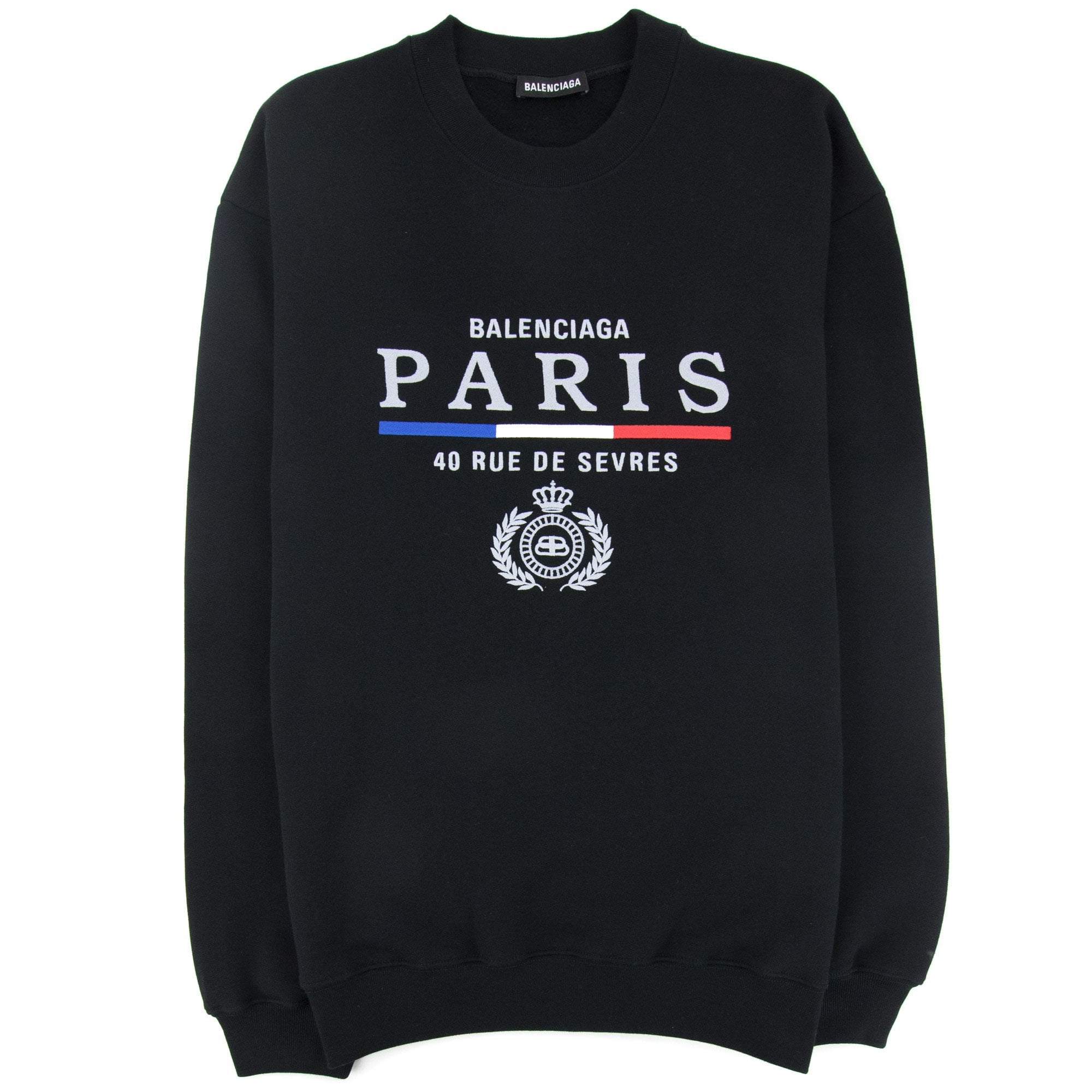 スウェット BALENCIAGA PARIS LOGO CREW NECK SWEAT Balenciaga Paris Flag Logo Crewneck Sweatshirt Black 1000 - MEN