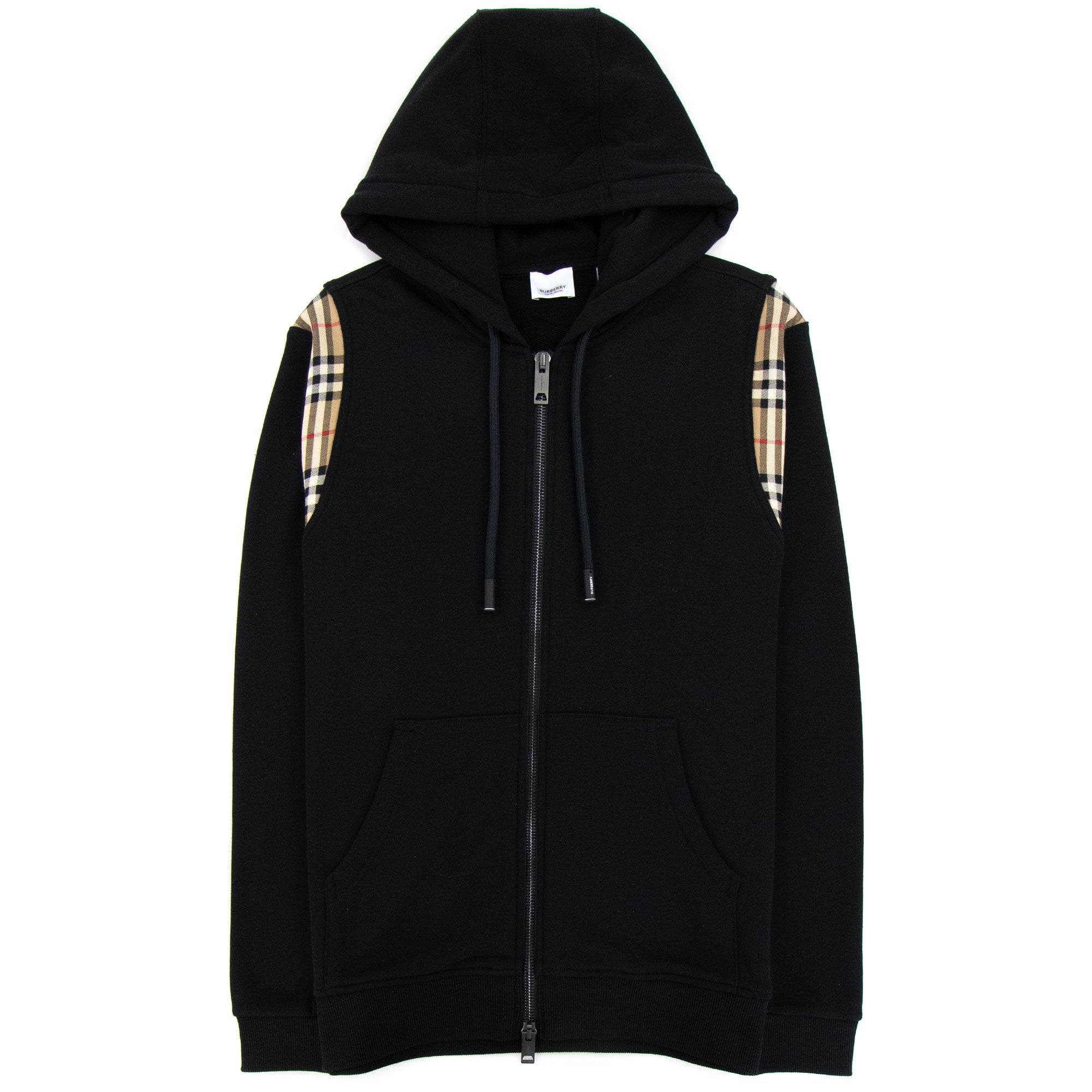 Burberry Vintage Check Panel Cotton Hooded Top Black | ONU – Onu