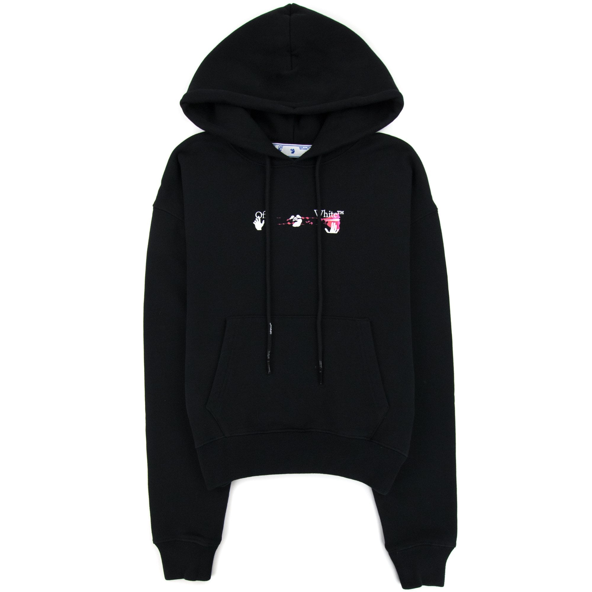 Off White Acrylic Arrow Over Hooded Sweatshirt Black Fuchsia | ONU