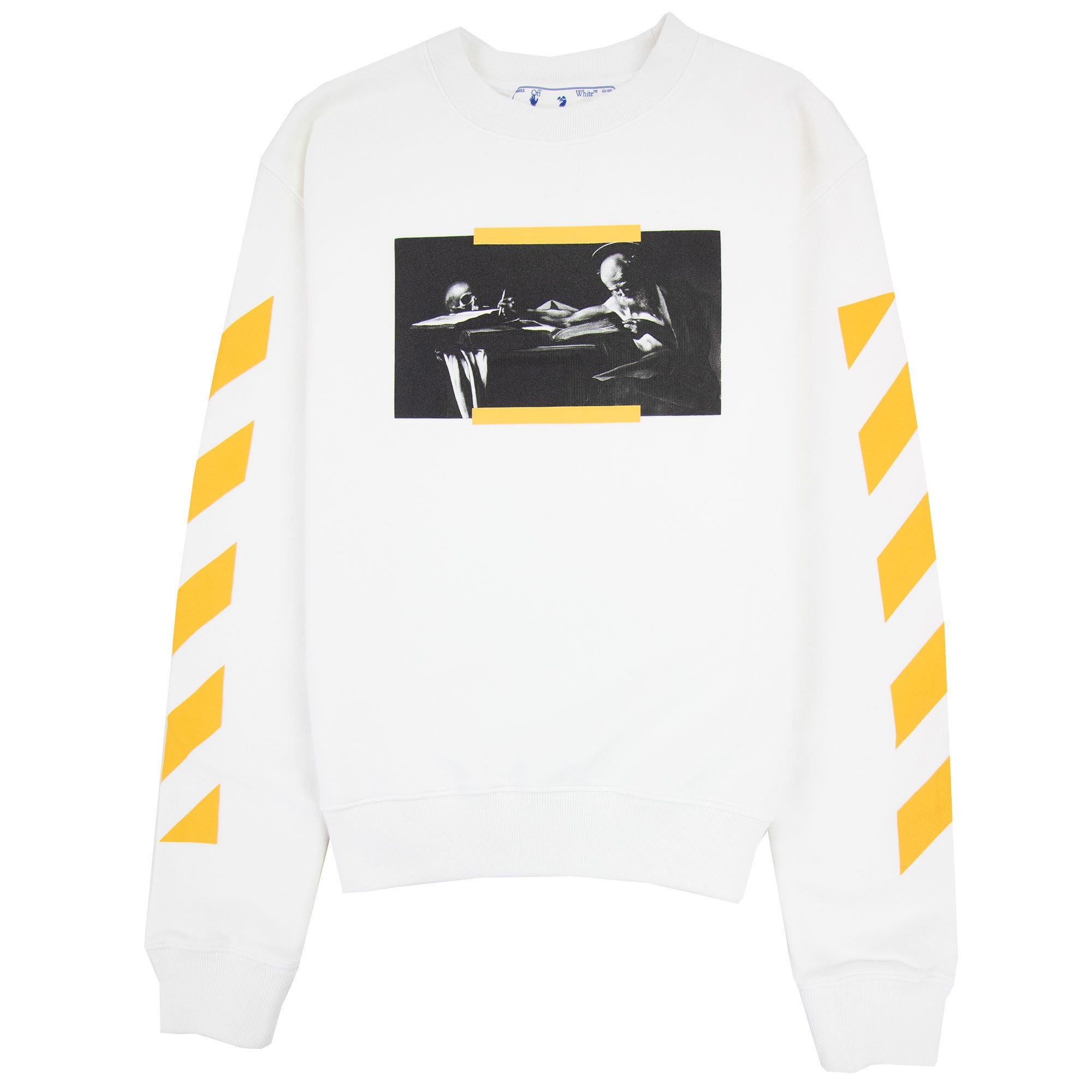 トップス OFF-WHITE CARAVAGGIO KNIT Off White Carav Painting Slim Crewneck Sweatshirt White Multi – Onu