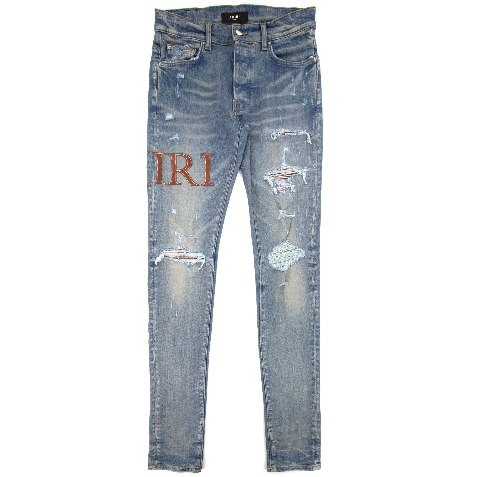 Amiri Leather Stitch Logo Jean Denim | ONU – Onu