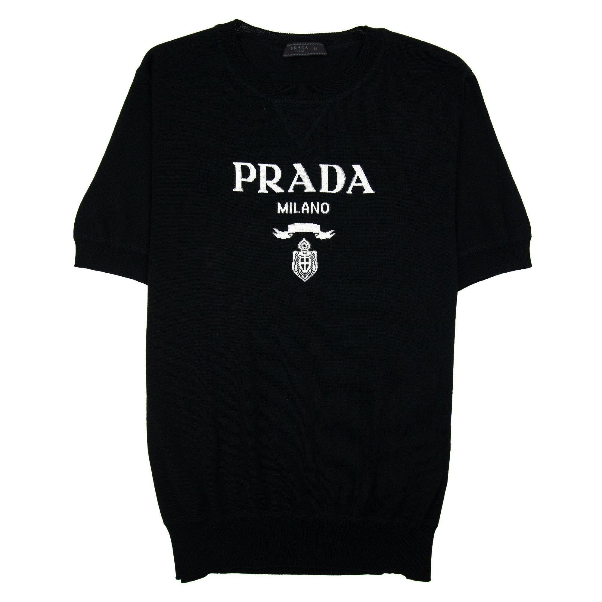Prada Wool And Cashmere Crew T-shirt Black | ONU – Onu