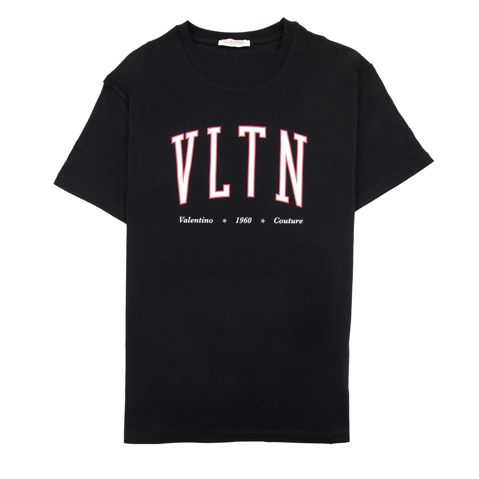 Valentino Cotton Crewneck T-shirt With Vltn Print Black | ONU – Onu
