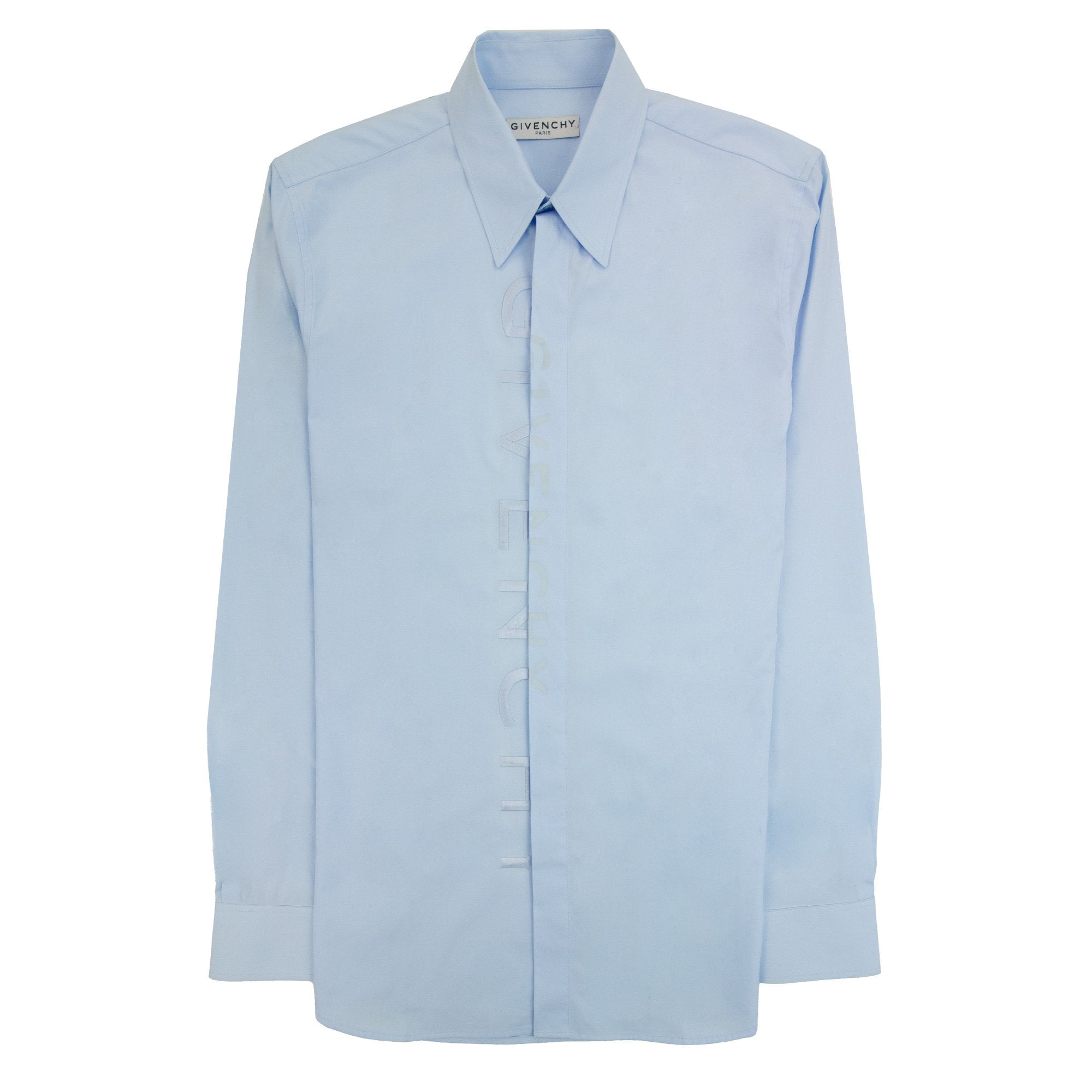 Givenchy Embroidered Split Logo Shirt Light Blue | ONU – Onu