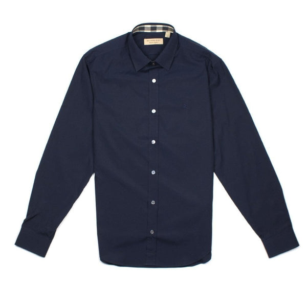 navy blue burberry dress shirt Burberry Check Cotton Shirt