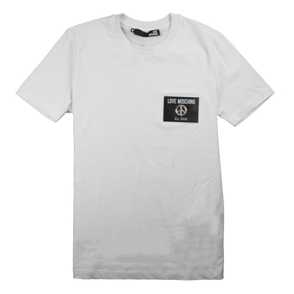 Love Moschino White Leather Patch T-Shirt