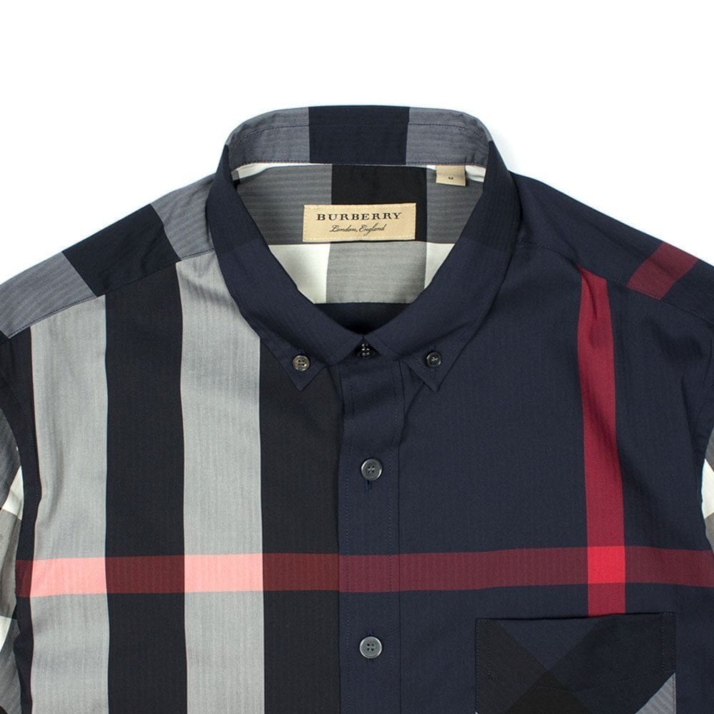 Burberry Short Sleeve Check Shirt Navy Blue | ONU – Onu