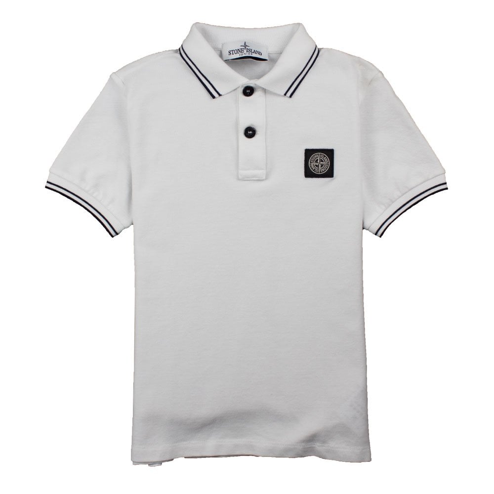 Stone Island Junior Twin Tipped Short Sleeve Polo White