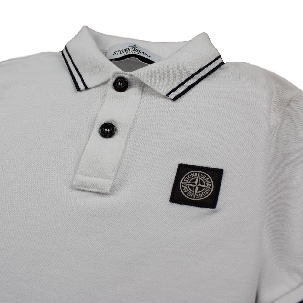 Stone Island Junior Twin Tipped Short Sleeve Polo White