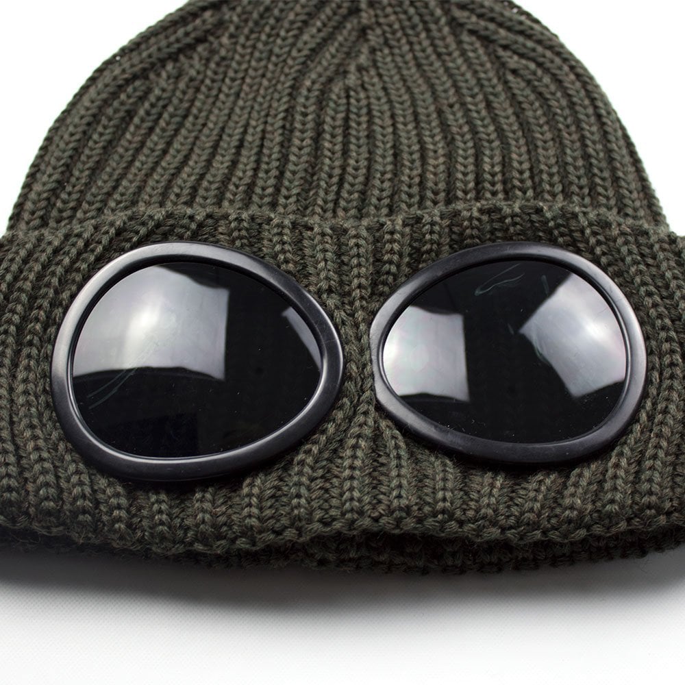 CP Company Extra Fine Merino Wool Goggle Winter Beanie Khaki 661