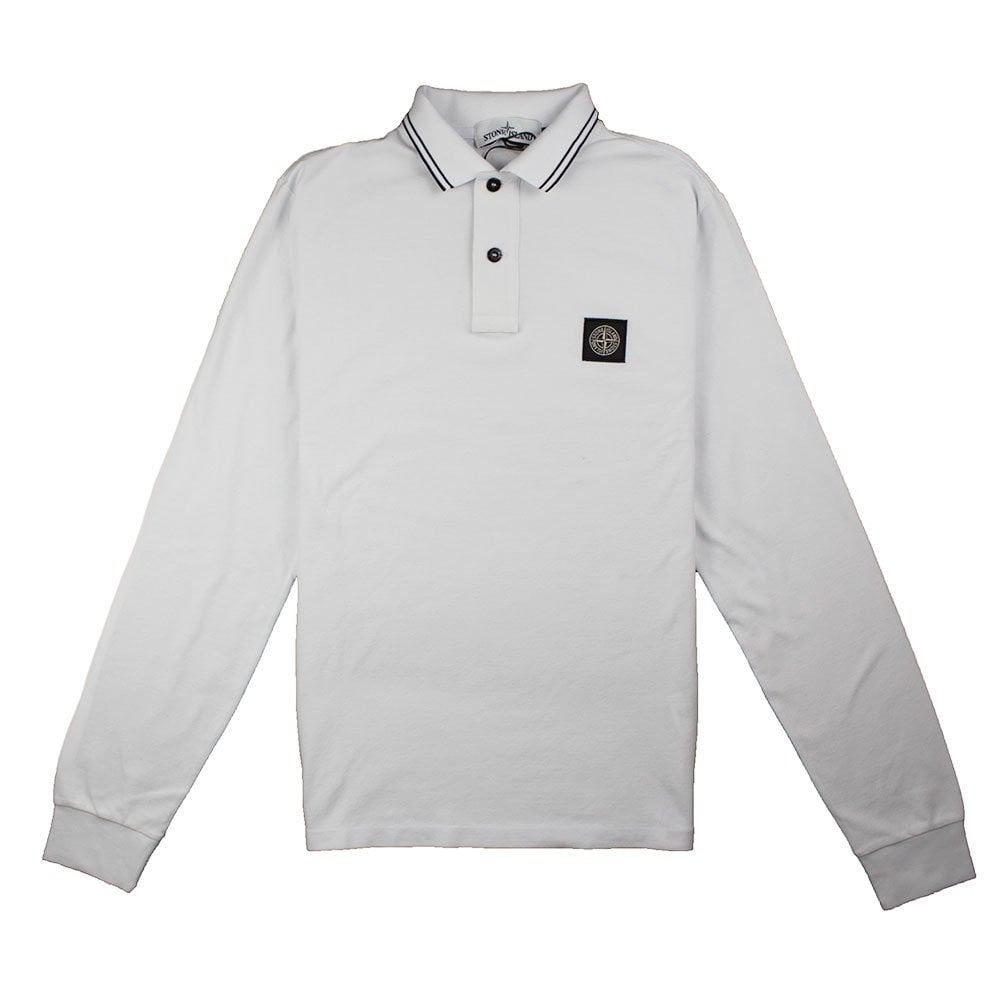 Stone Island Twin Tipped Long Sleeve Polo White/Black