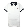 Moncler Junior Contrast Collar Short Sleeve Polo Shirt White/Navy