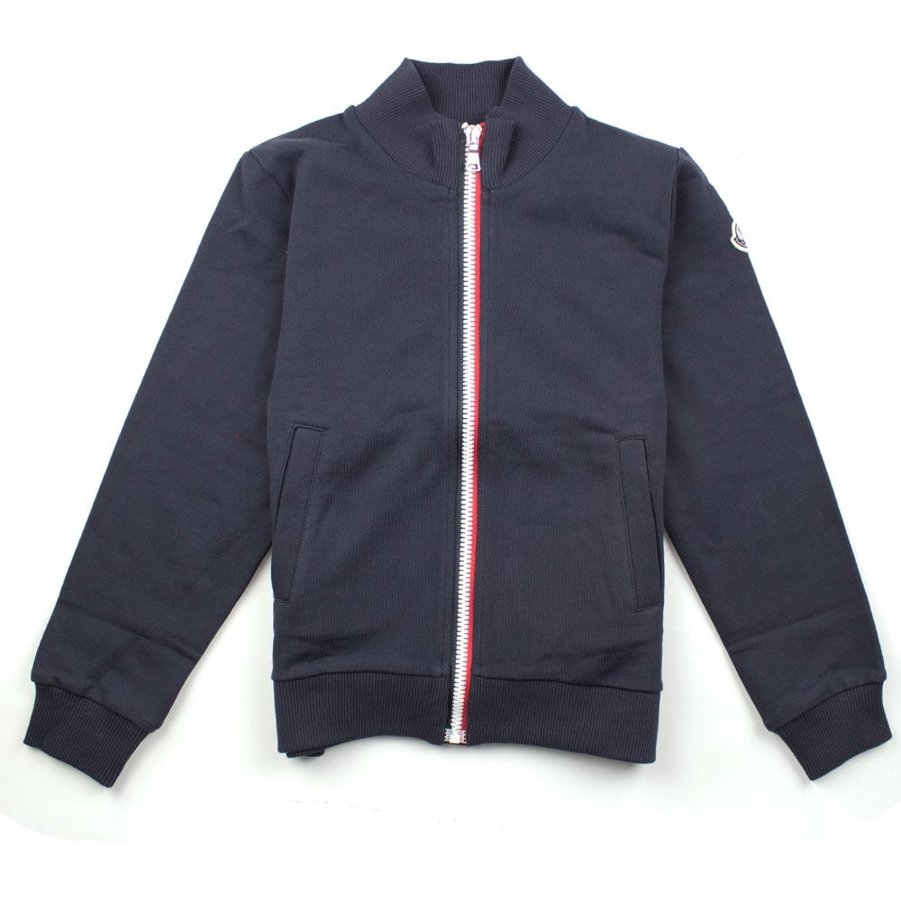 Moncler Junior Zip Up Bomber Jacket Navy