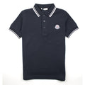 Moncler Junior Twin Tipped Short Sleeve Polo Navy/White