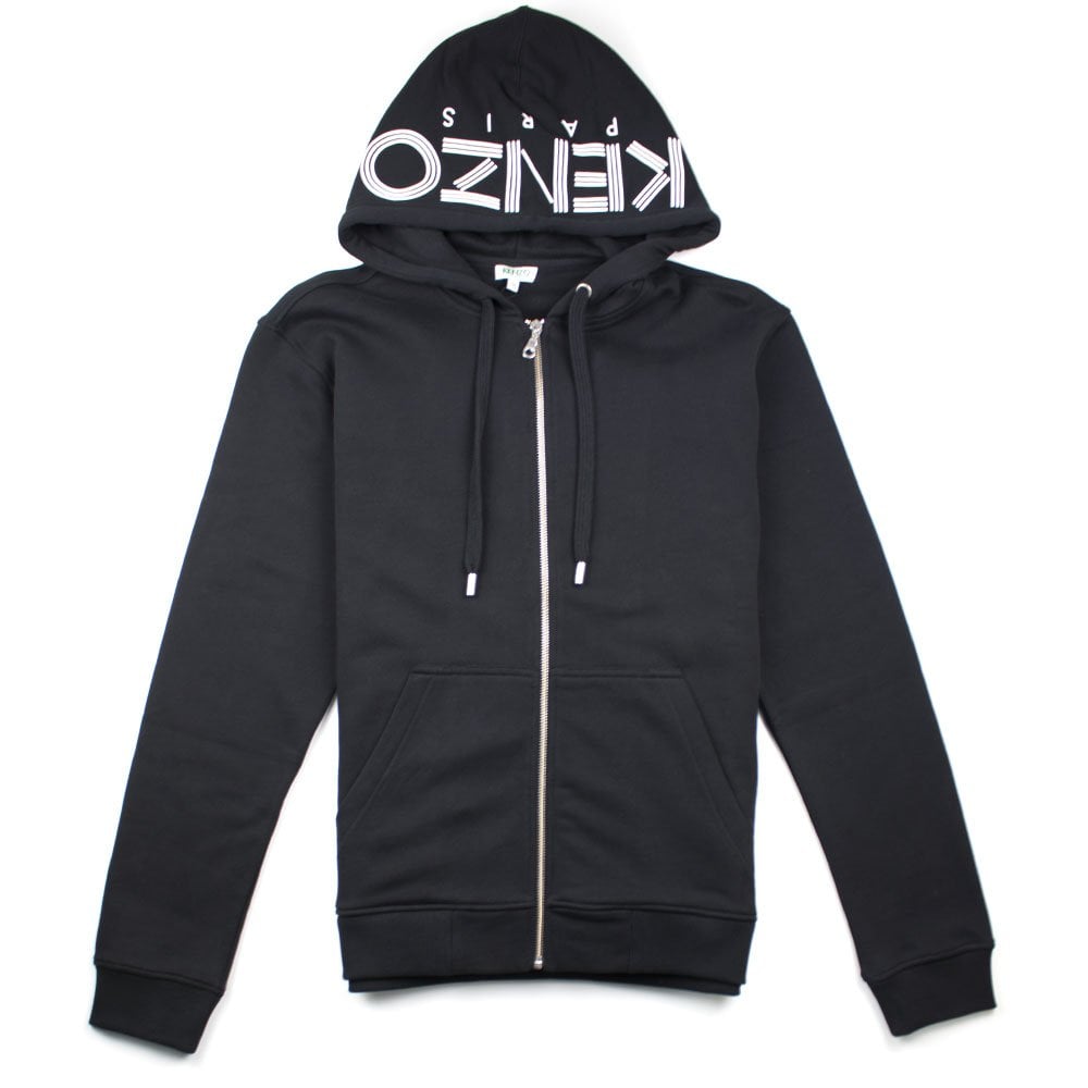 Kenzo Zip Up Hood Logo Hoody Black