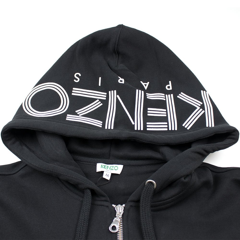 Kenzo Zip Up Hood Logo Hoody Black