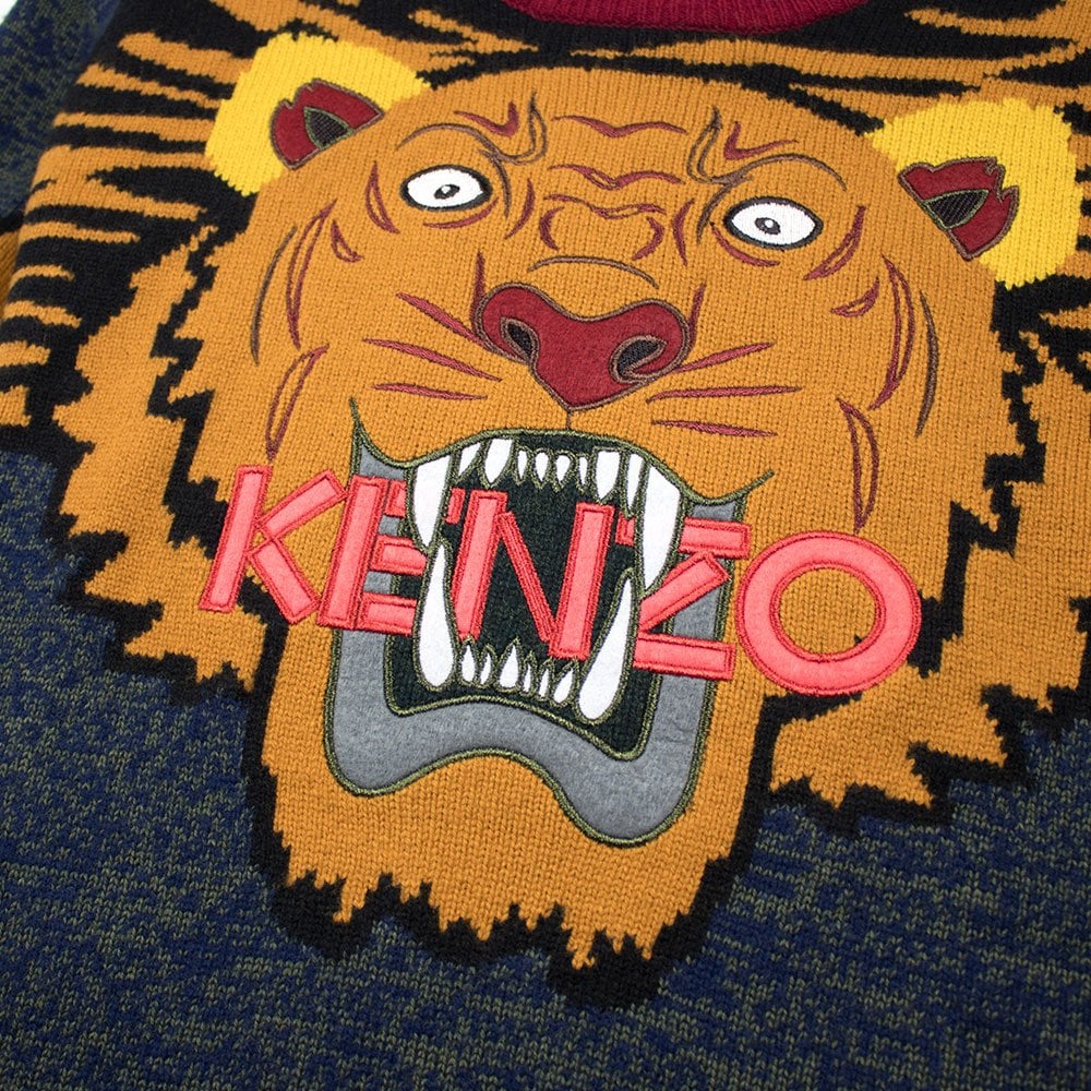 Kenzo All Over Knitted Tiger Jumper Orange