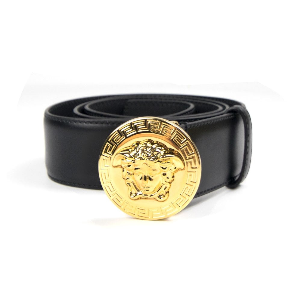 Versace Round Medusa Head Belt Black