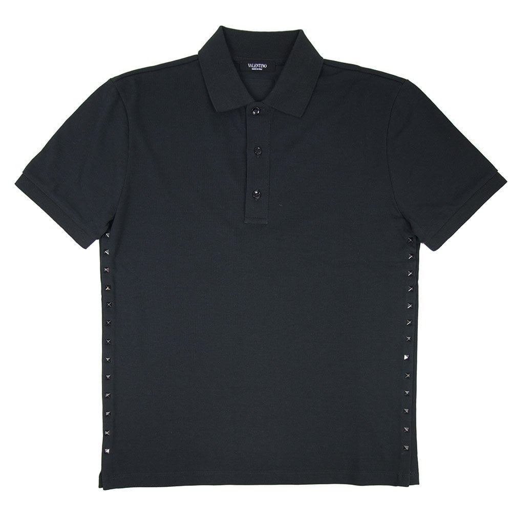 Valentino Rock Stud Polo Shirt Black