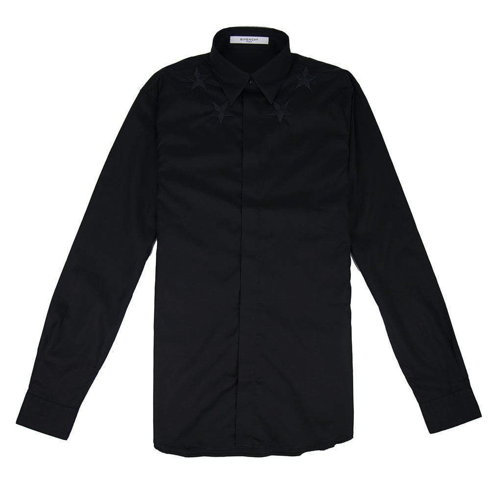 Givenchy Star Embroidered Poplin Shirt Black