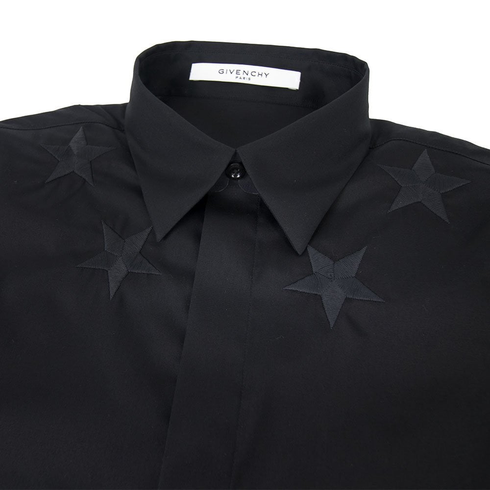 givenchy star dress shirt Givenchy Embroidered Star Collar Shirt