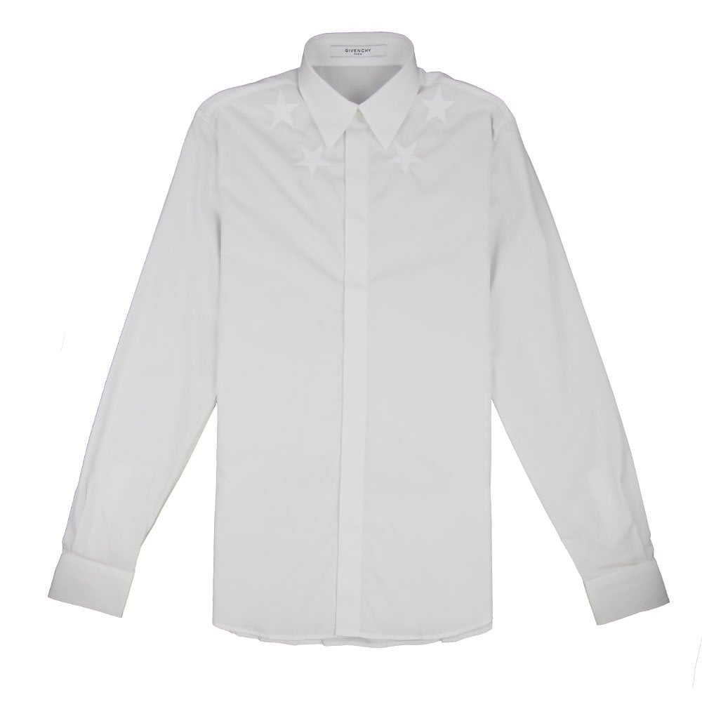 Givenchy Star Embroidered Poplin Shirt White