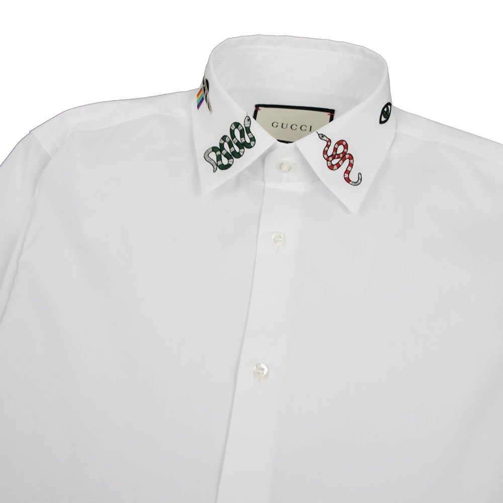 gucci men's white dress shirt GUCCI Striped Cotton Poplin Shirt, Size 17++, White