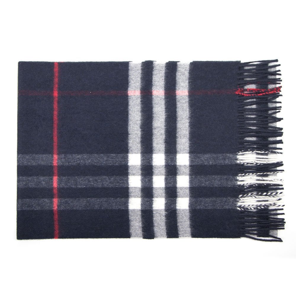 Burberry Giant Check Cashmere Scarf Navy Blue
