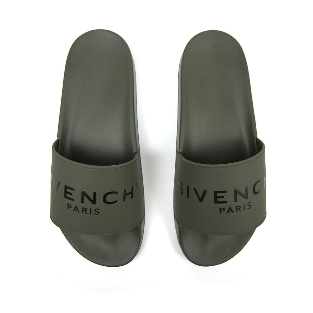 Givenchy Slide Flat Sandals Dark Khaki