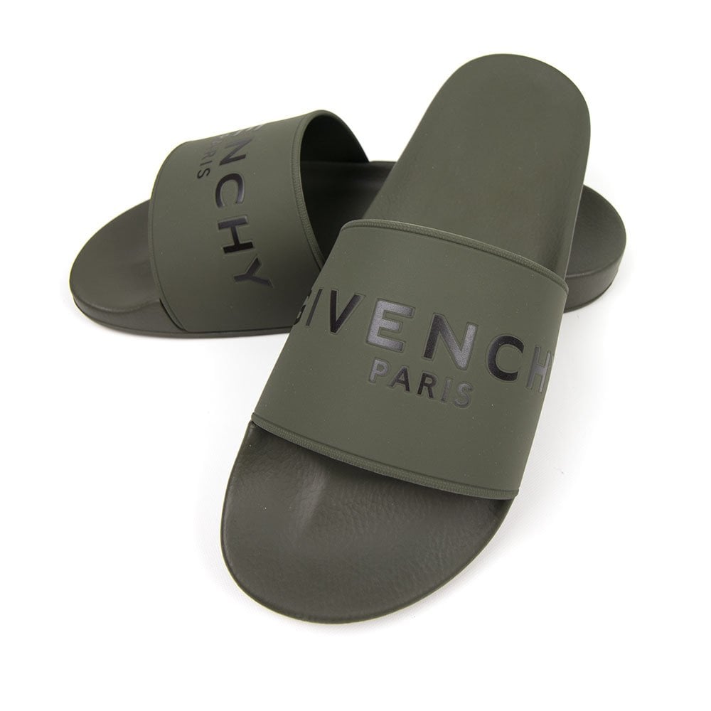 Givenchy Slide Flat Sandals Dark Khaki