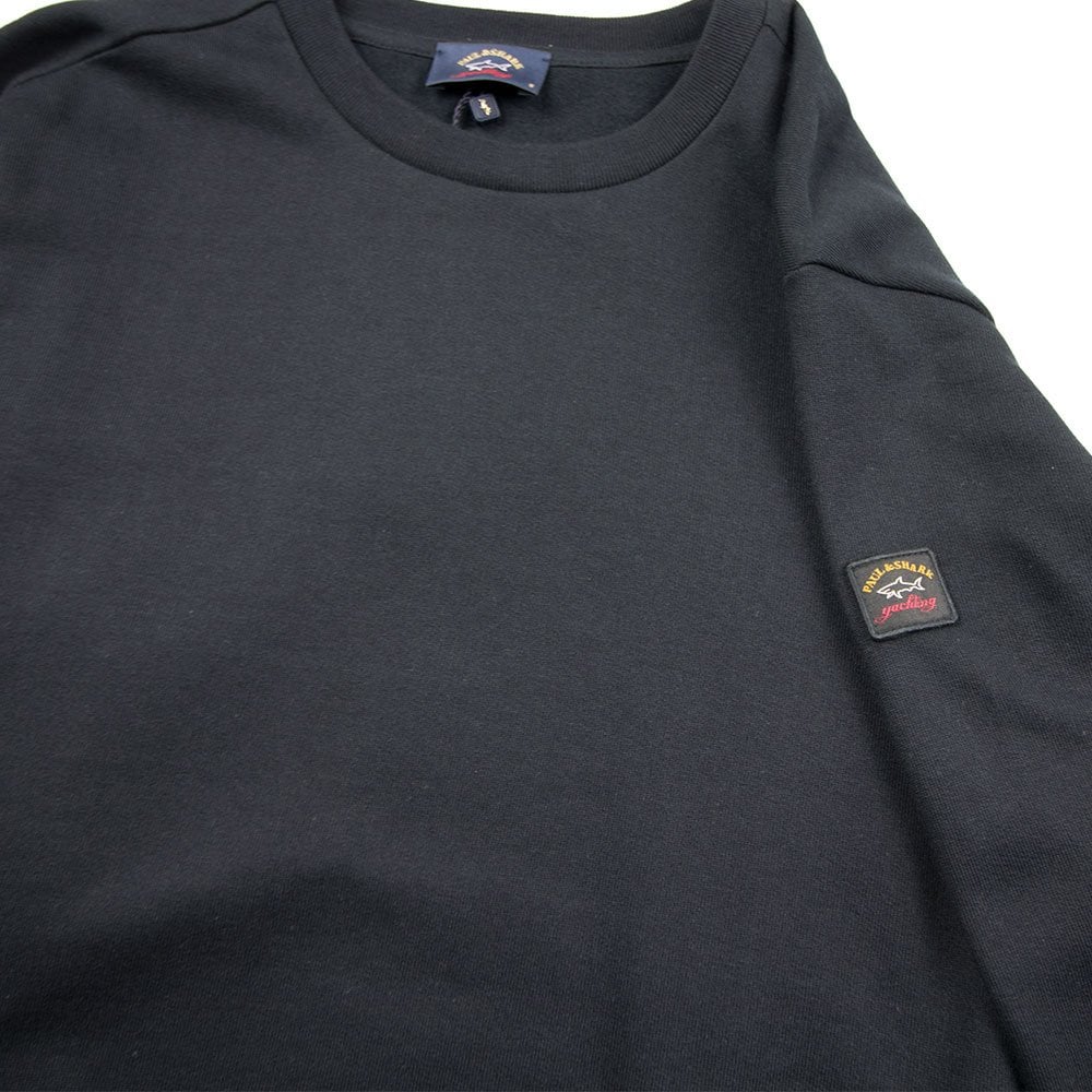 Paul and Shark Crew Neck Patch Arm Black