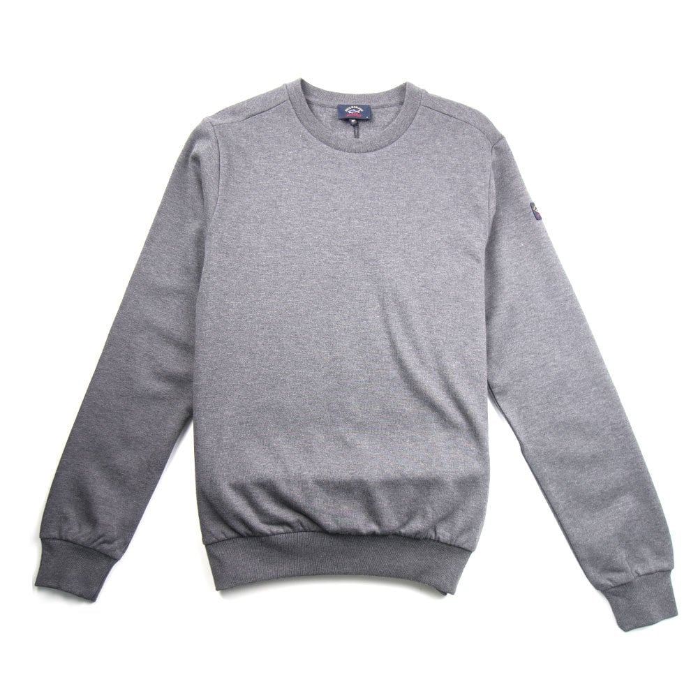 Paul and Shark Crew Neck Patch Arm Grey