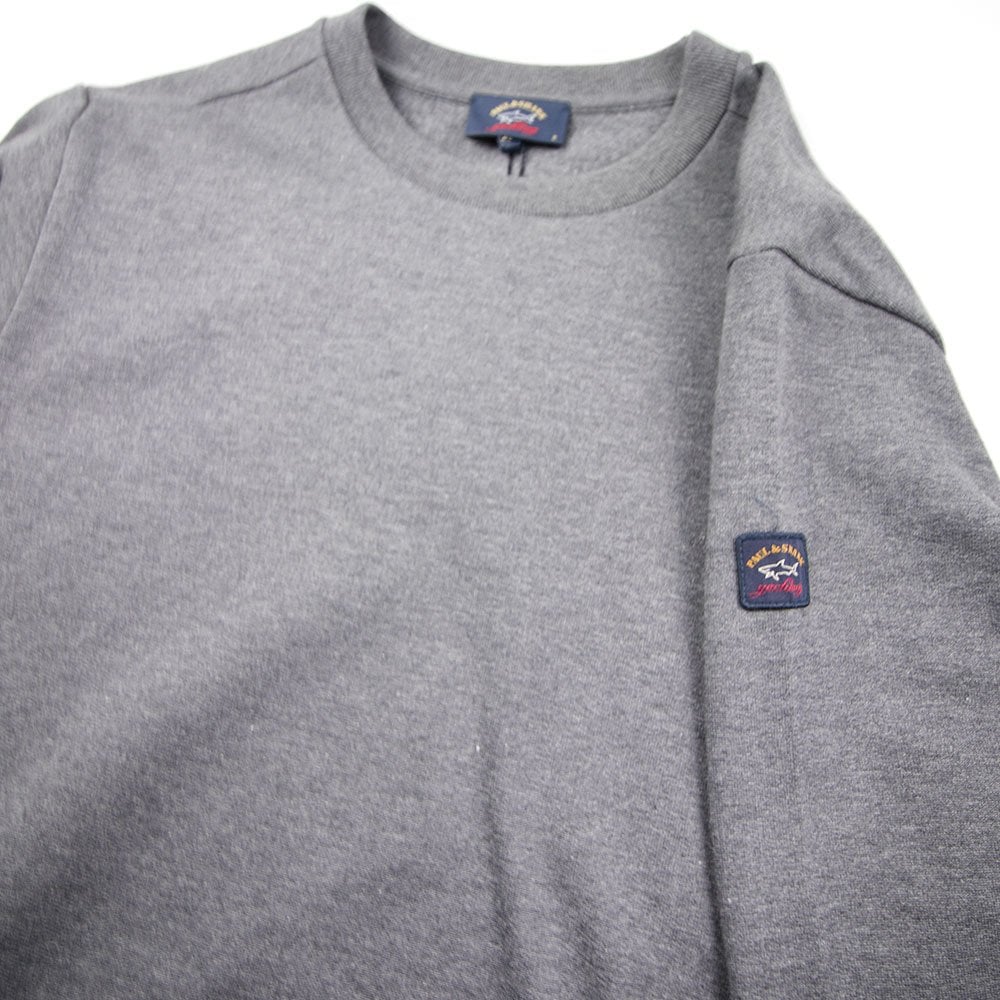Paul and Shark Crew Neck Patch Arm Grey