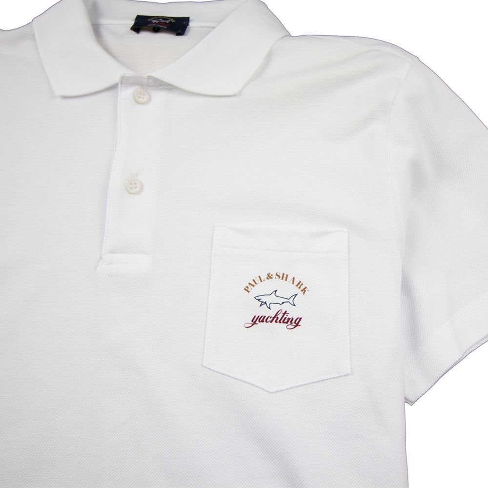 Paul and Shark Pocket Short Sleeve Polo White