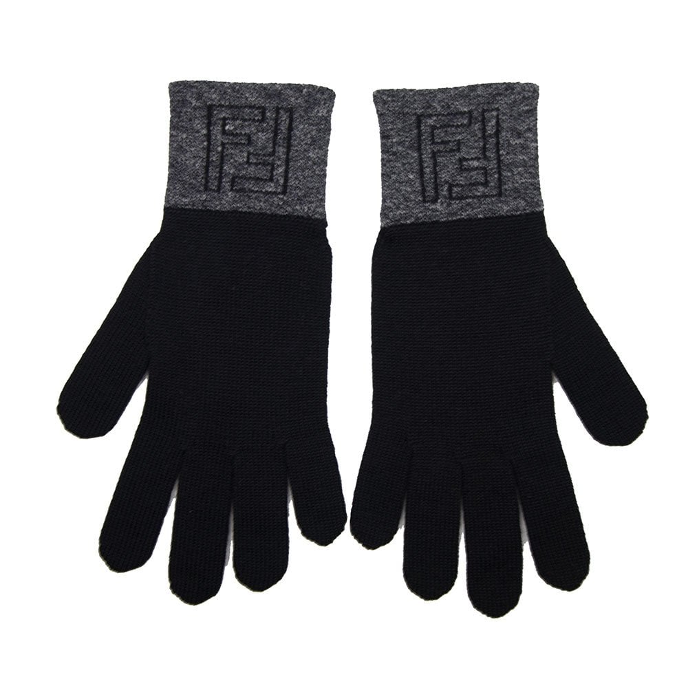 Fendi FF Cuff Gloves Black