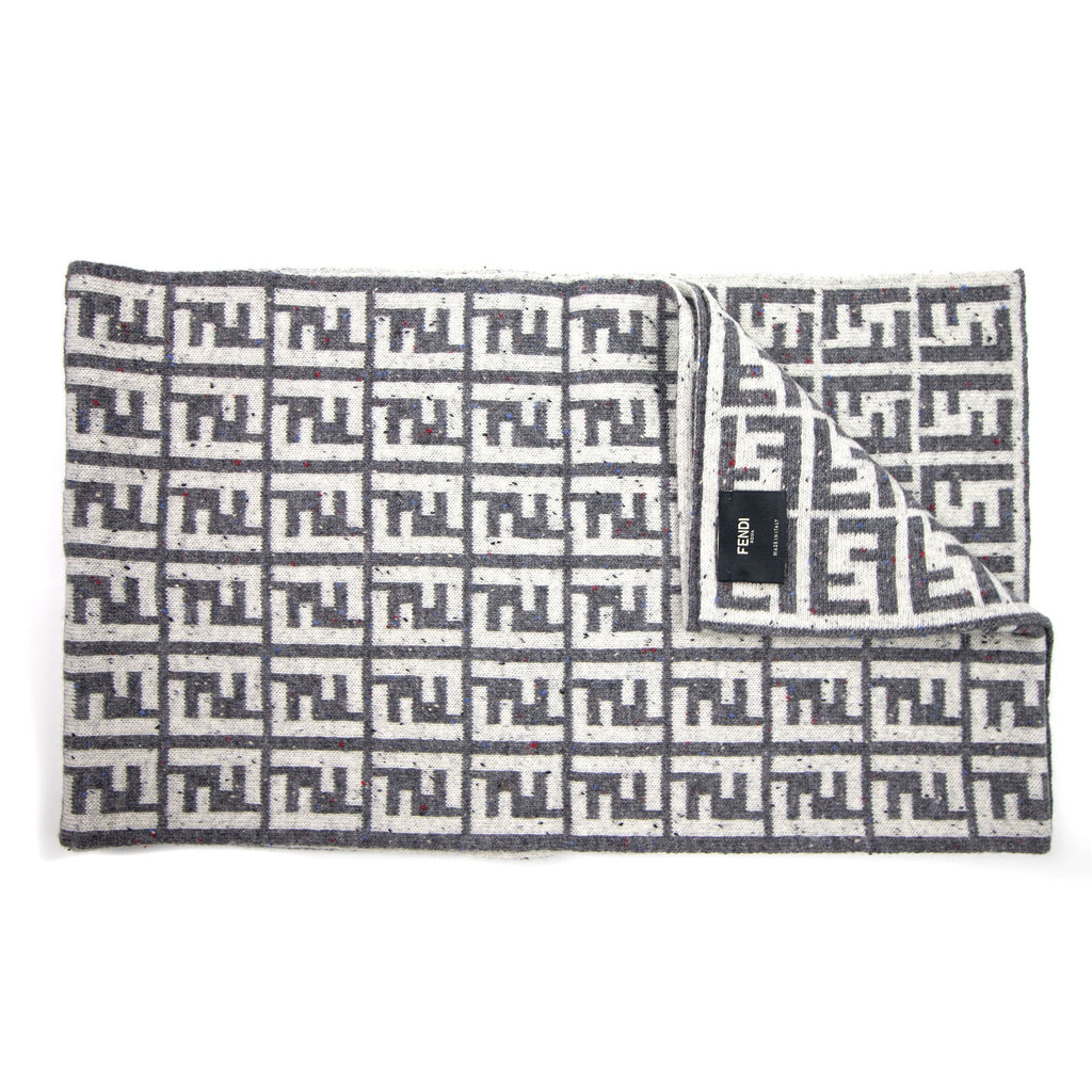 Fendi FF Speckle Logo Scarf White/Grey