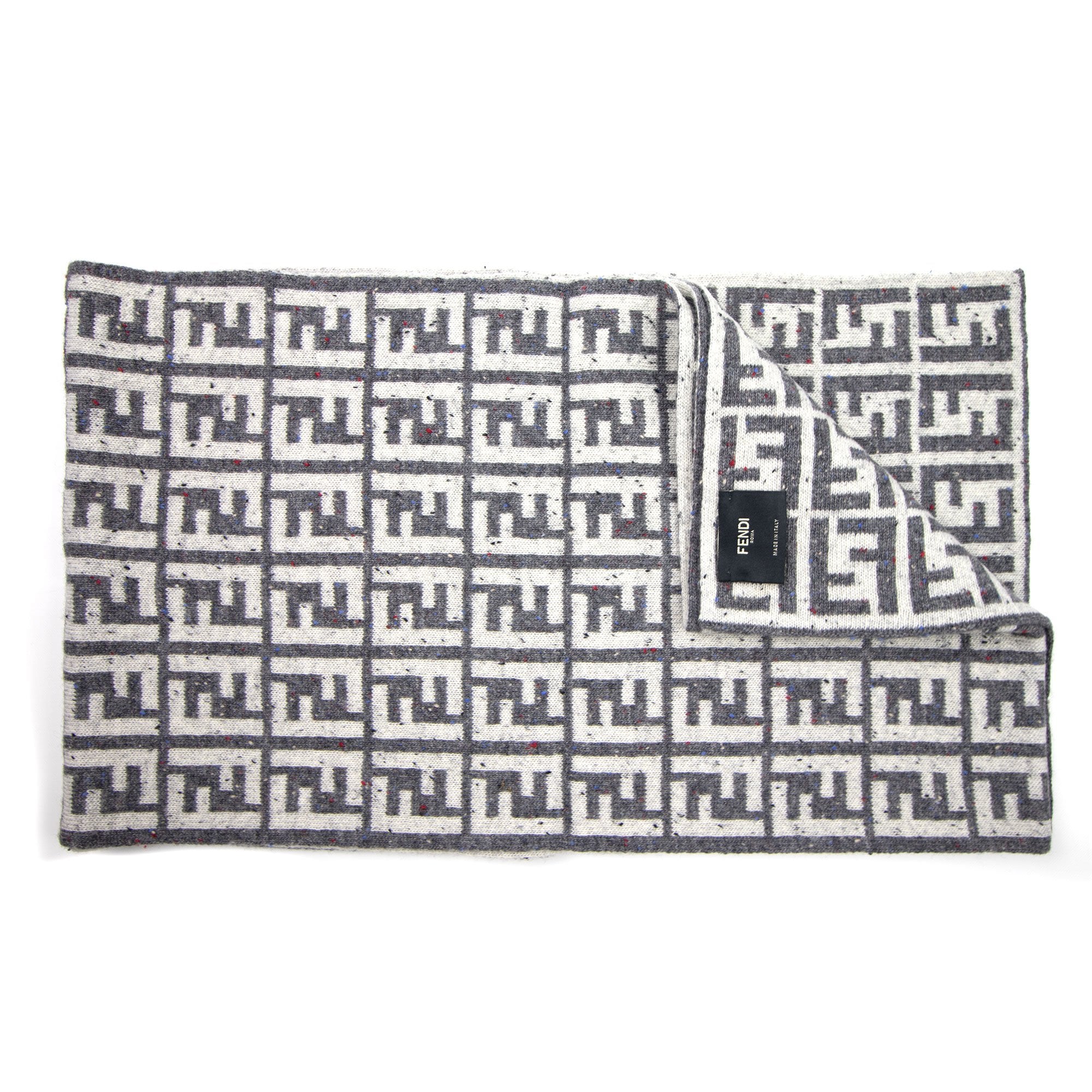 Fendi FF Speckle Logo Scarf White/Grey