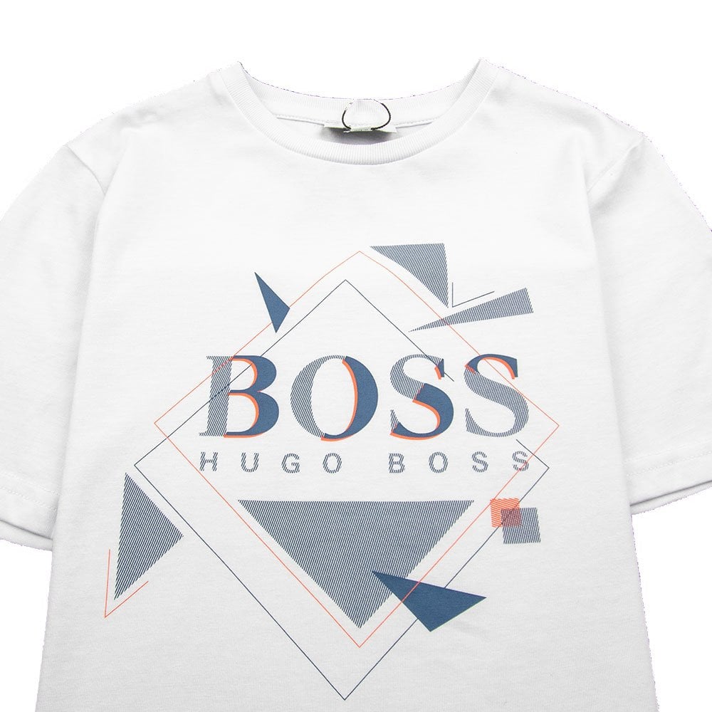 Hugo Boss Kids Geometric Logo T-Shirt White