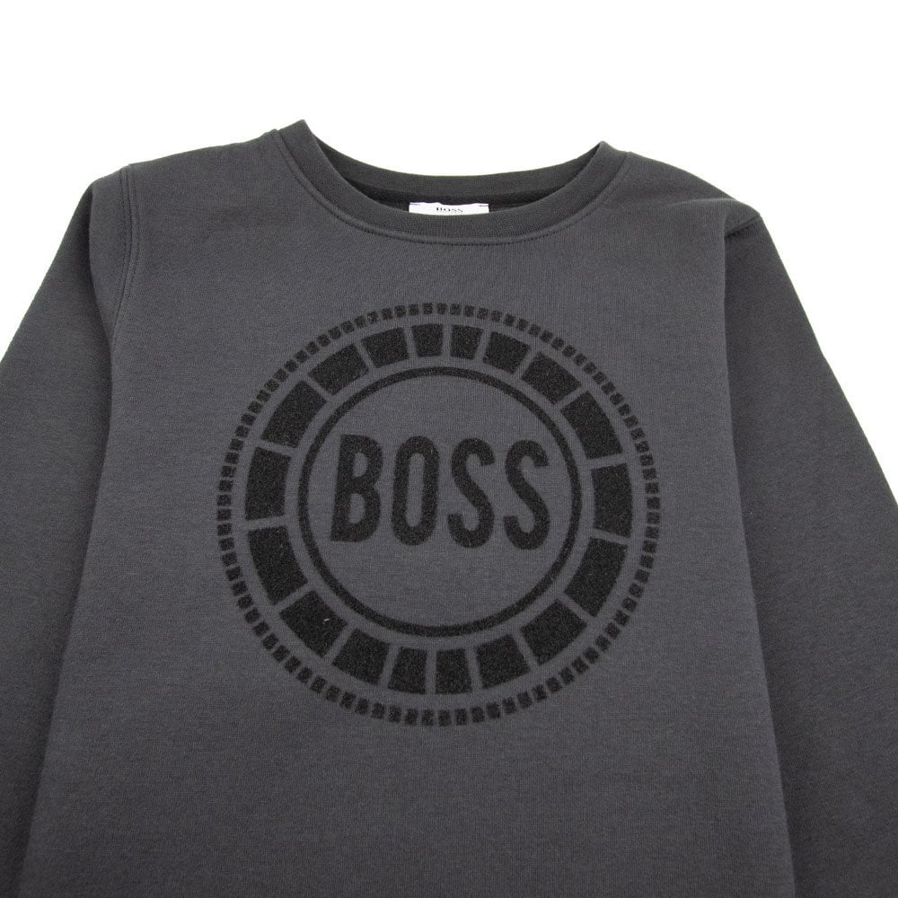 Hugo Boss Kids Sweatshirt Round Logo Dark Grey