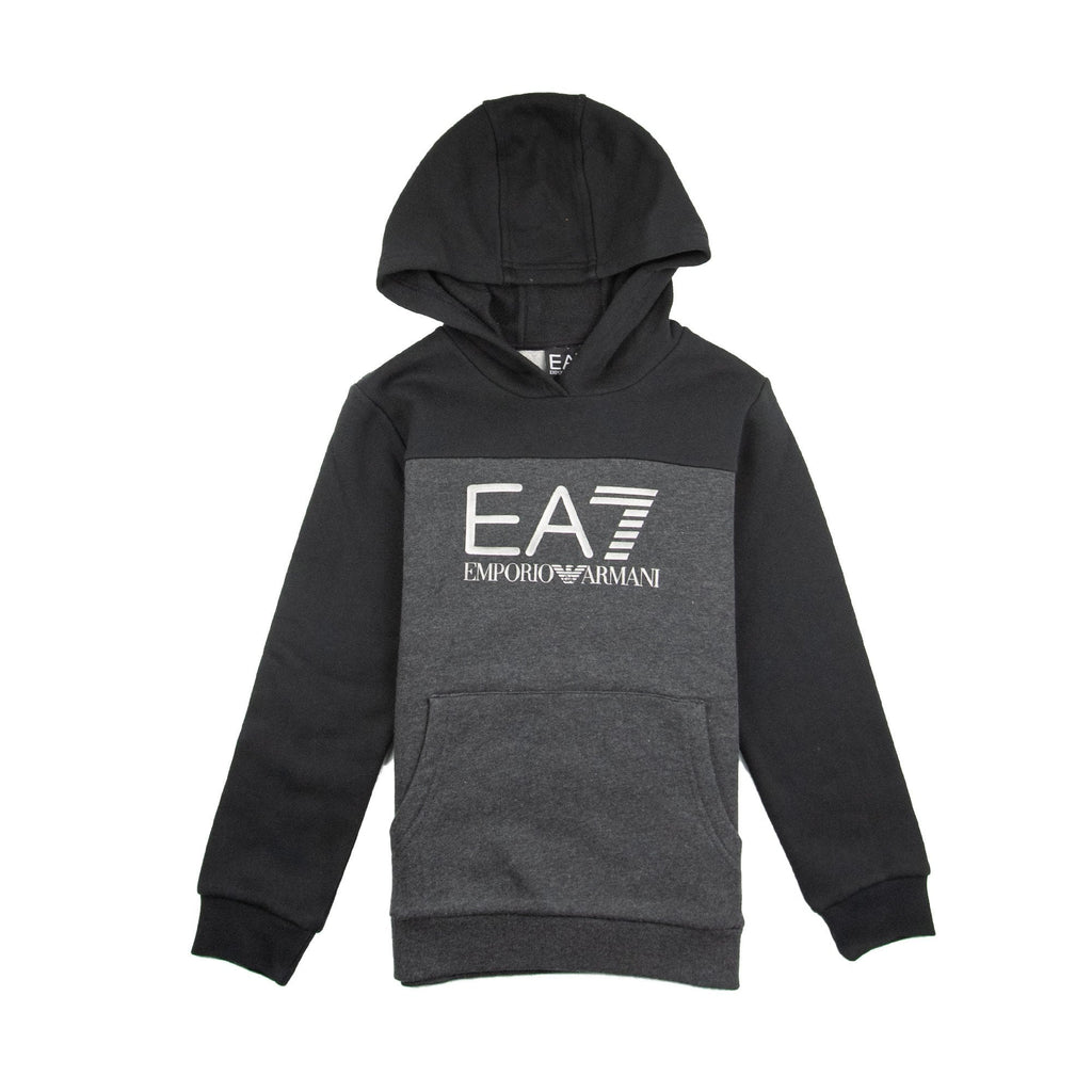 EA7 Junior Large Logo Pullover Hoody Black/Grey