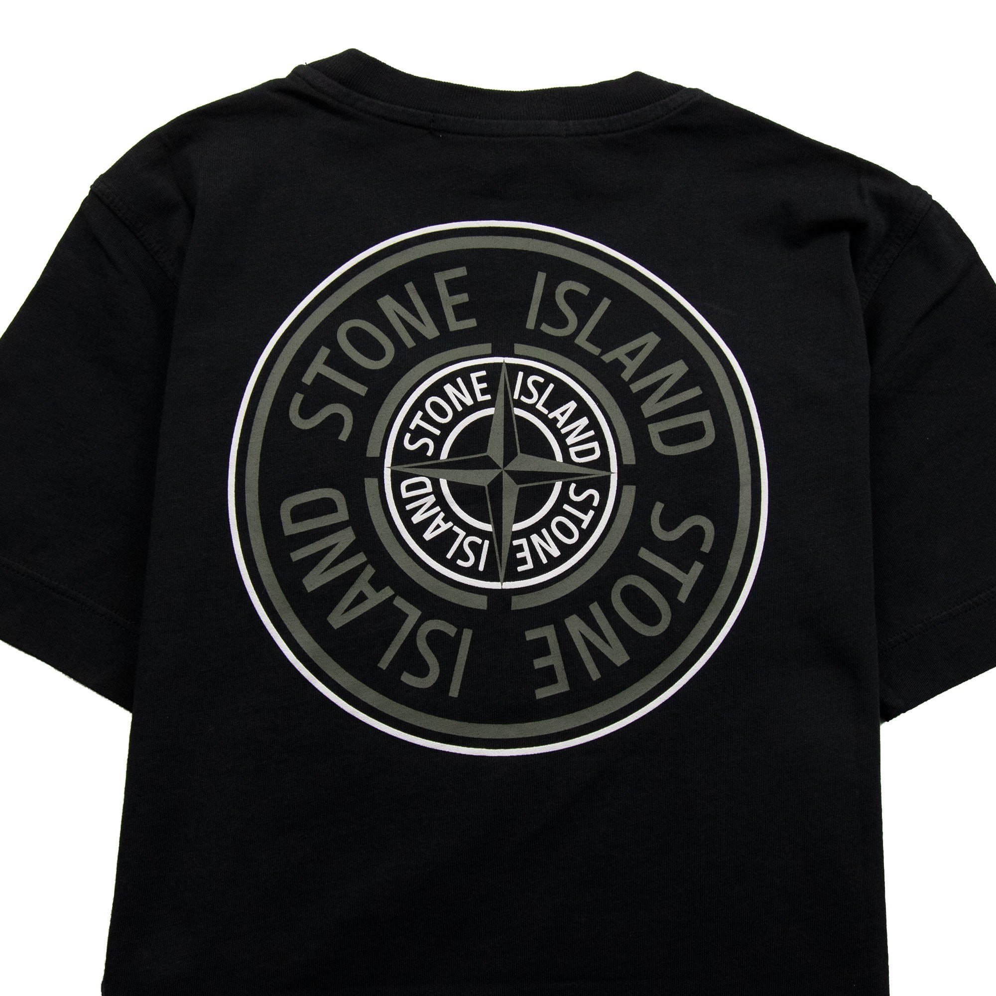 Stone Island Junior Back Double Compass Logo T-Shirt Black