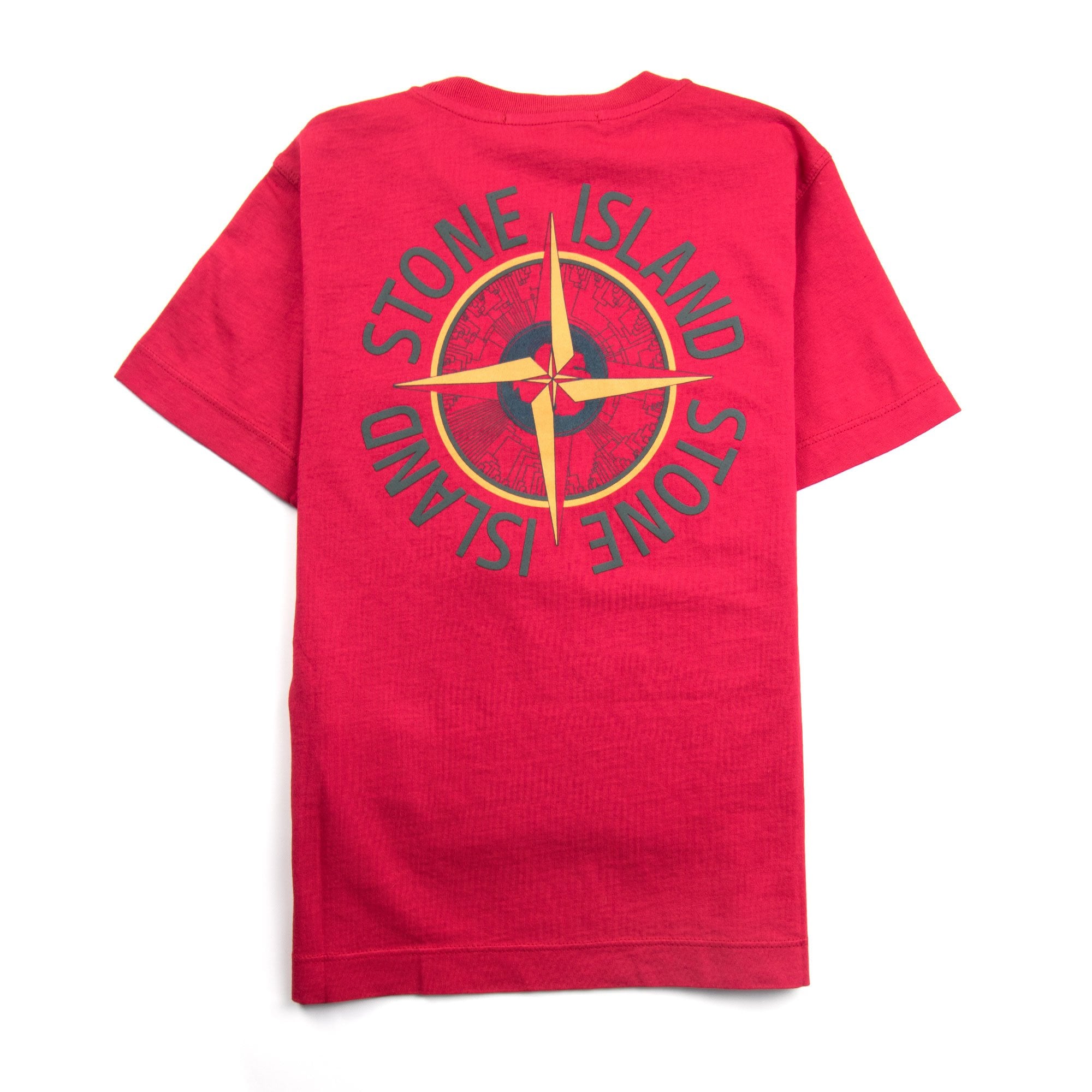 Stone Island Junior Back Digital Compass Logo T-Shirt Red