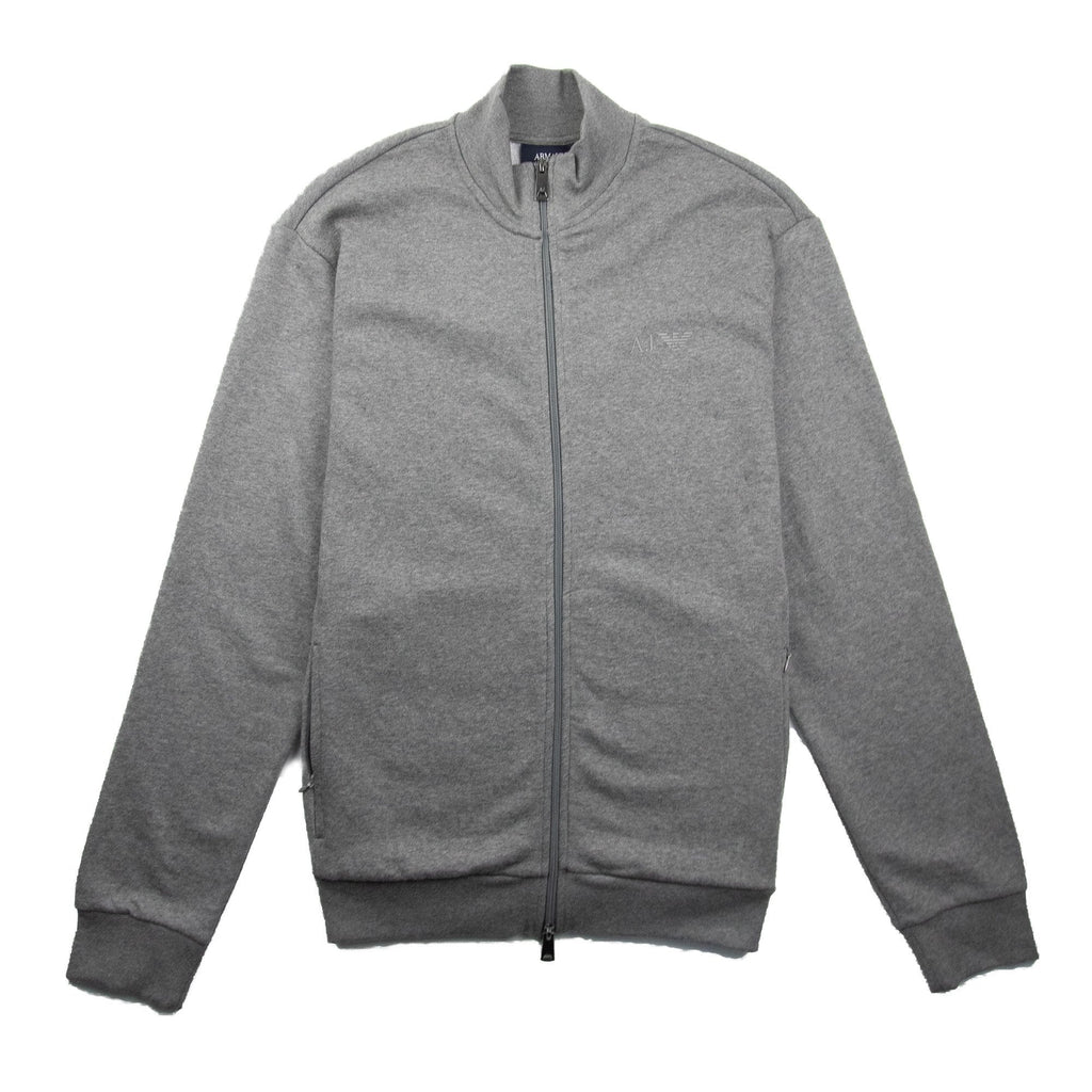 Armani Jeans Zip Up Rubber Logo Jacket Light Grey