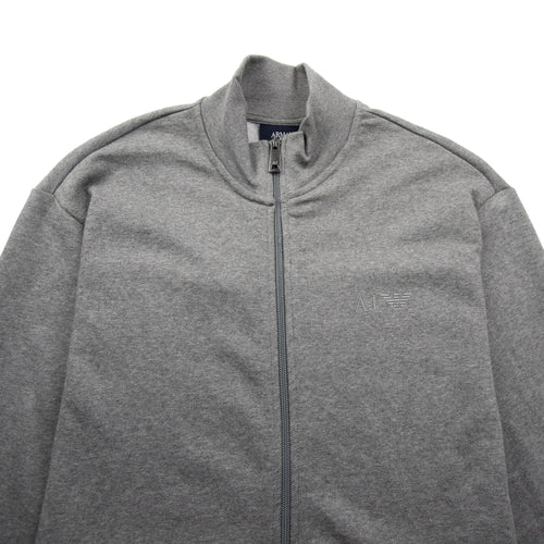 Armani Jeans Zip Up Rubber Logo Jacket Light Grey