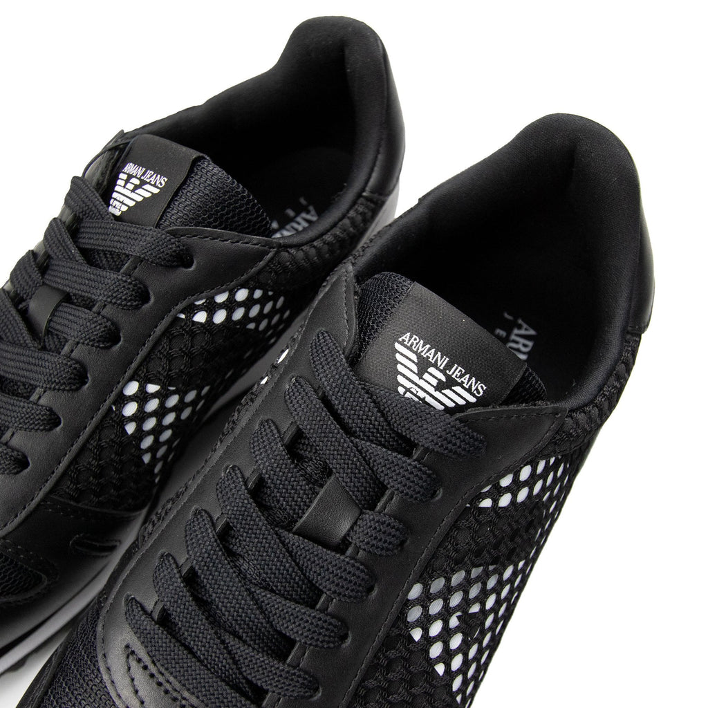 Armani Jeans Eagle Mesh Trainers Black/White